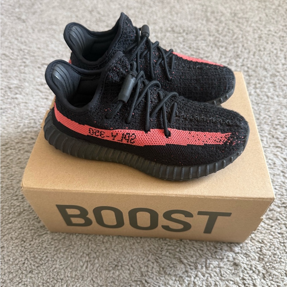 Yeezy Boost 350 V2 in Black and Red